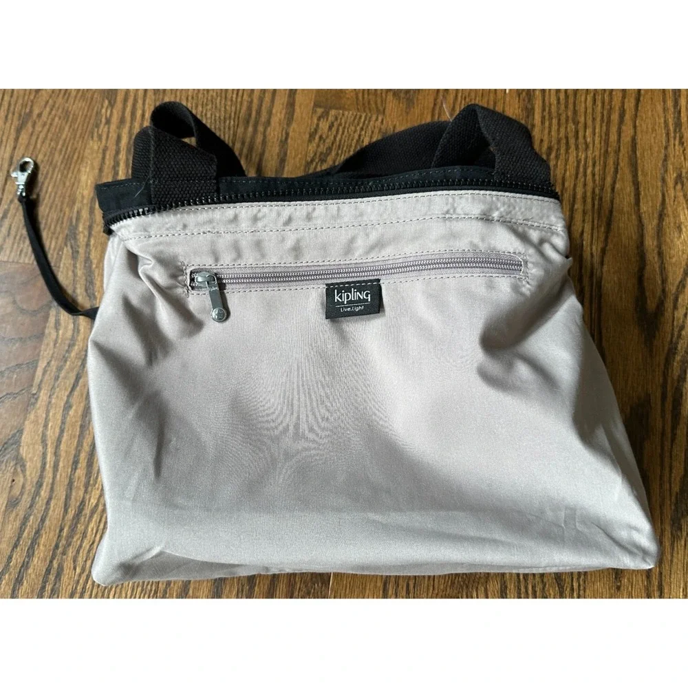 Kipling Jerimiah Tote Bag Black Nylon Zip Closure Travel Purse Medium